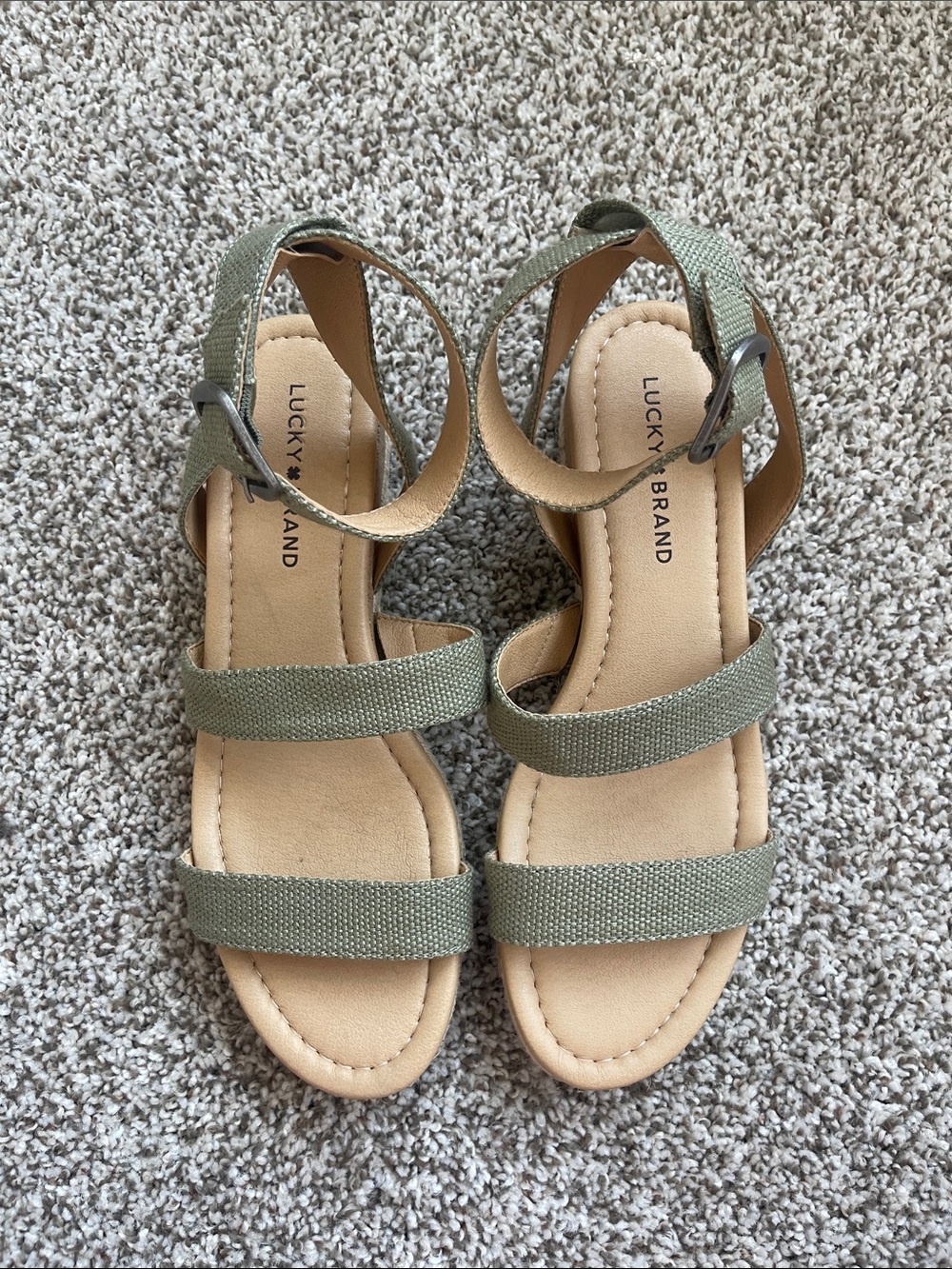 Lucky Brand Olive Canvas Strappy Sandals